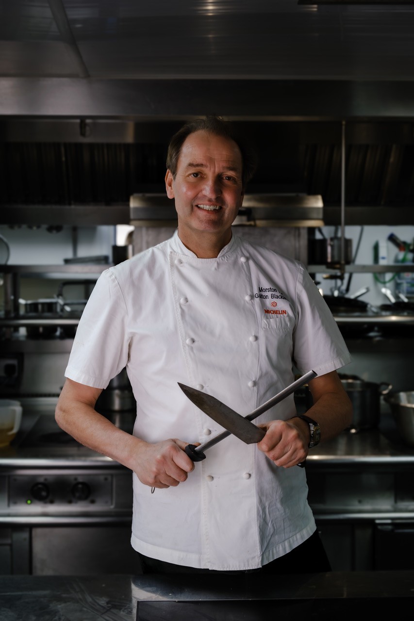 Galton Blackiston sharpening a knife