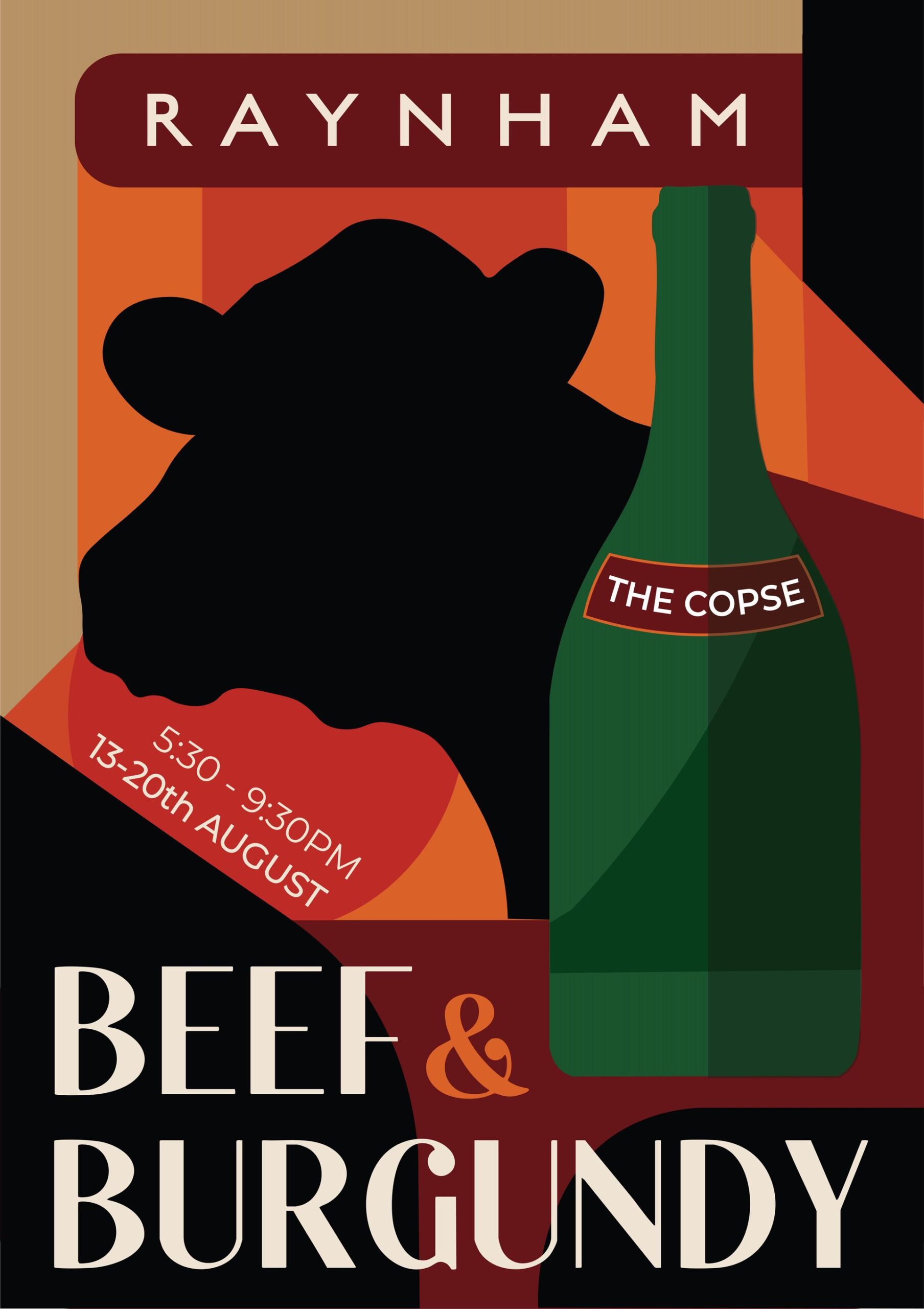 A flyer for Beef & Burgundy at Raynham