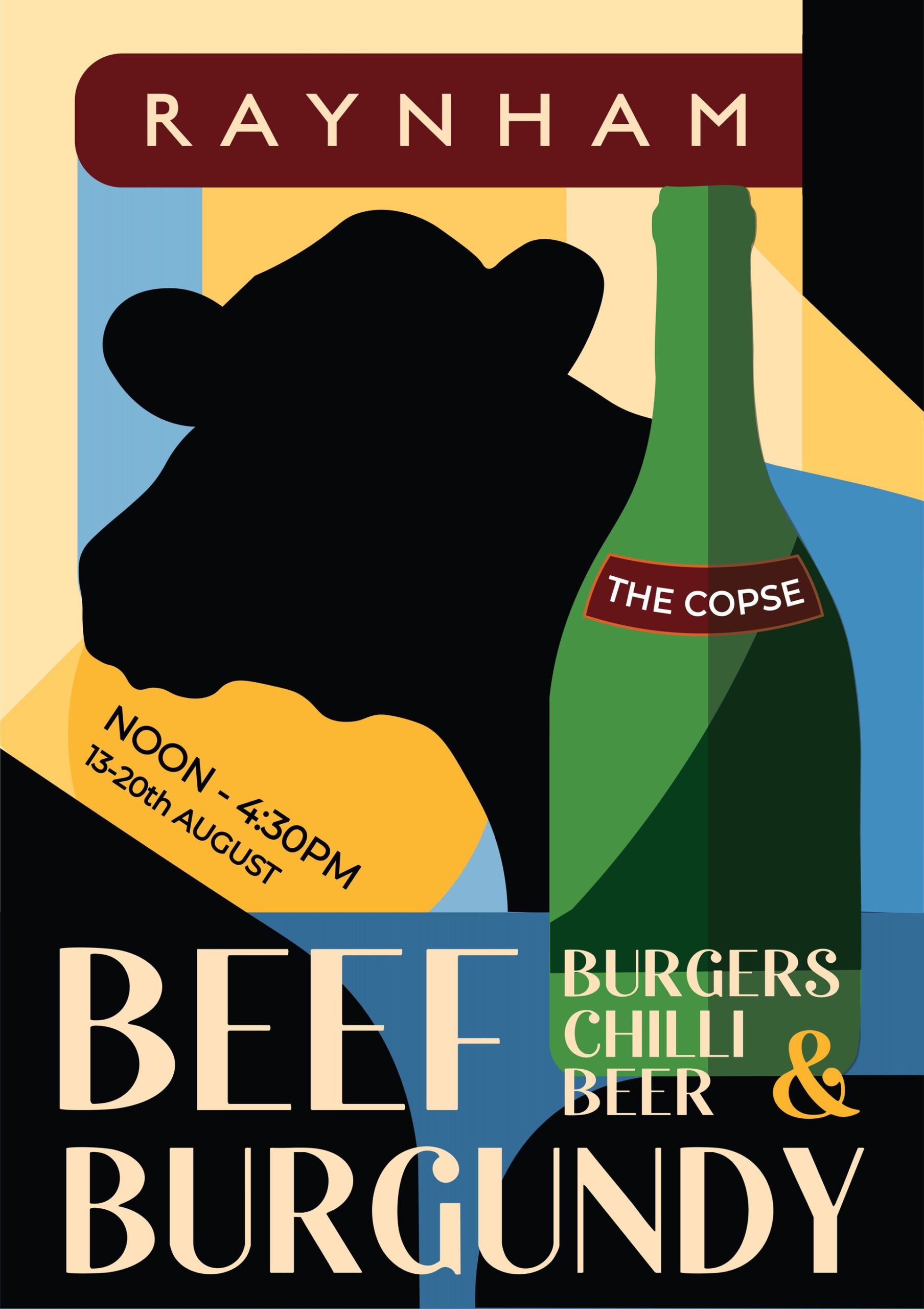 A flyer for Beef & Burgundy at Raynham